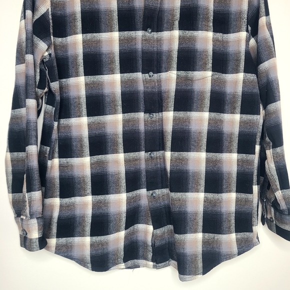 Pendleton Mason Flannel Shirt Mens M Gray Black Plaid Long Sleeve Classic Cotton - Picture 3 of 6